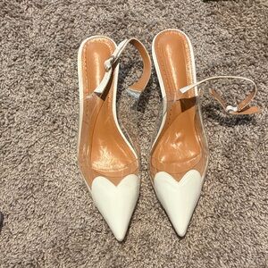 Amazon White and Tan Heart Heels